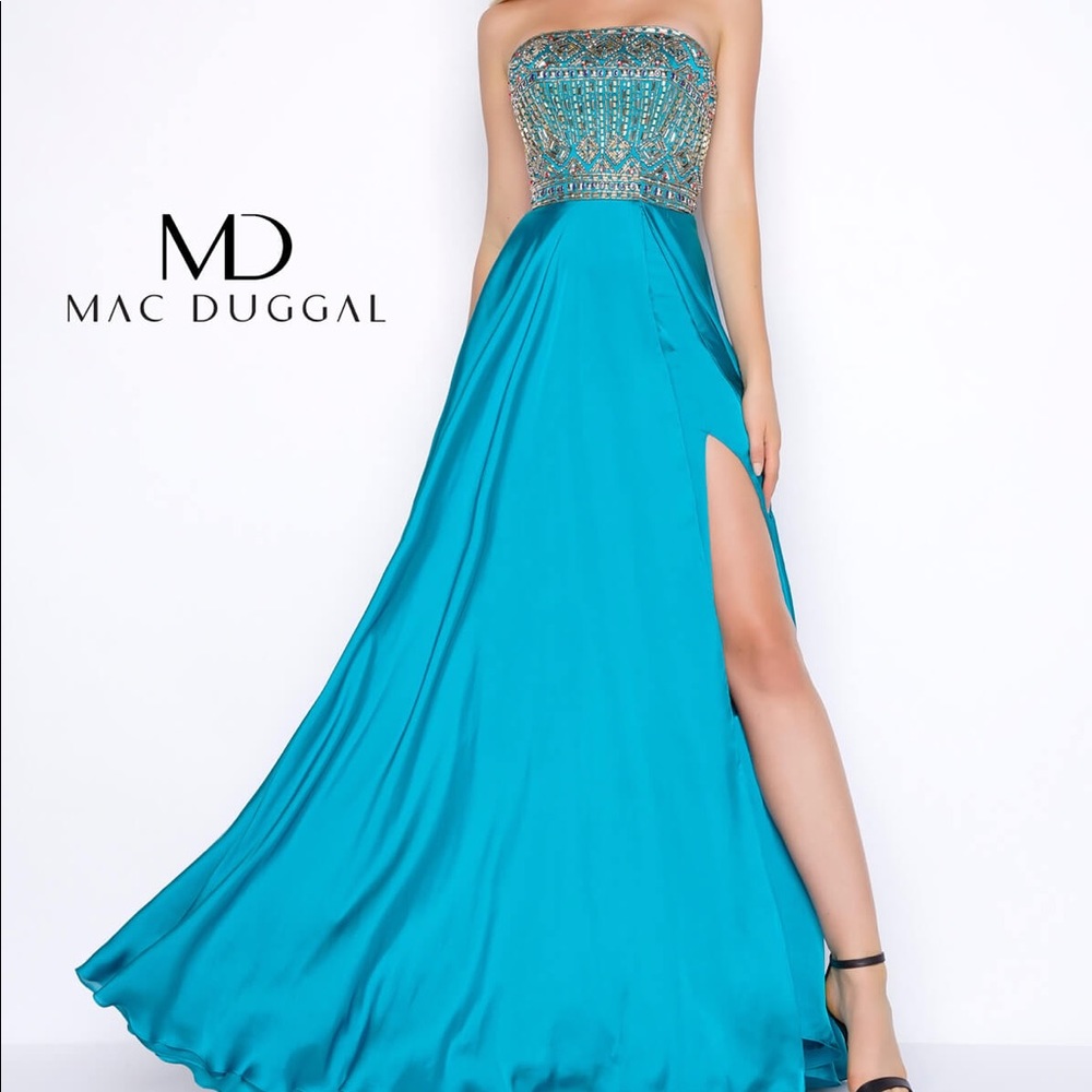 Teal Strapless Chiffon MacDuggal in Teal Size 10